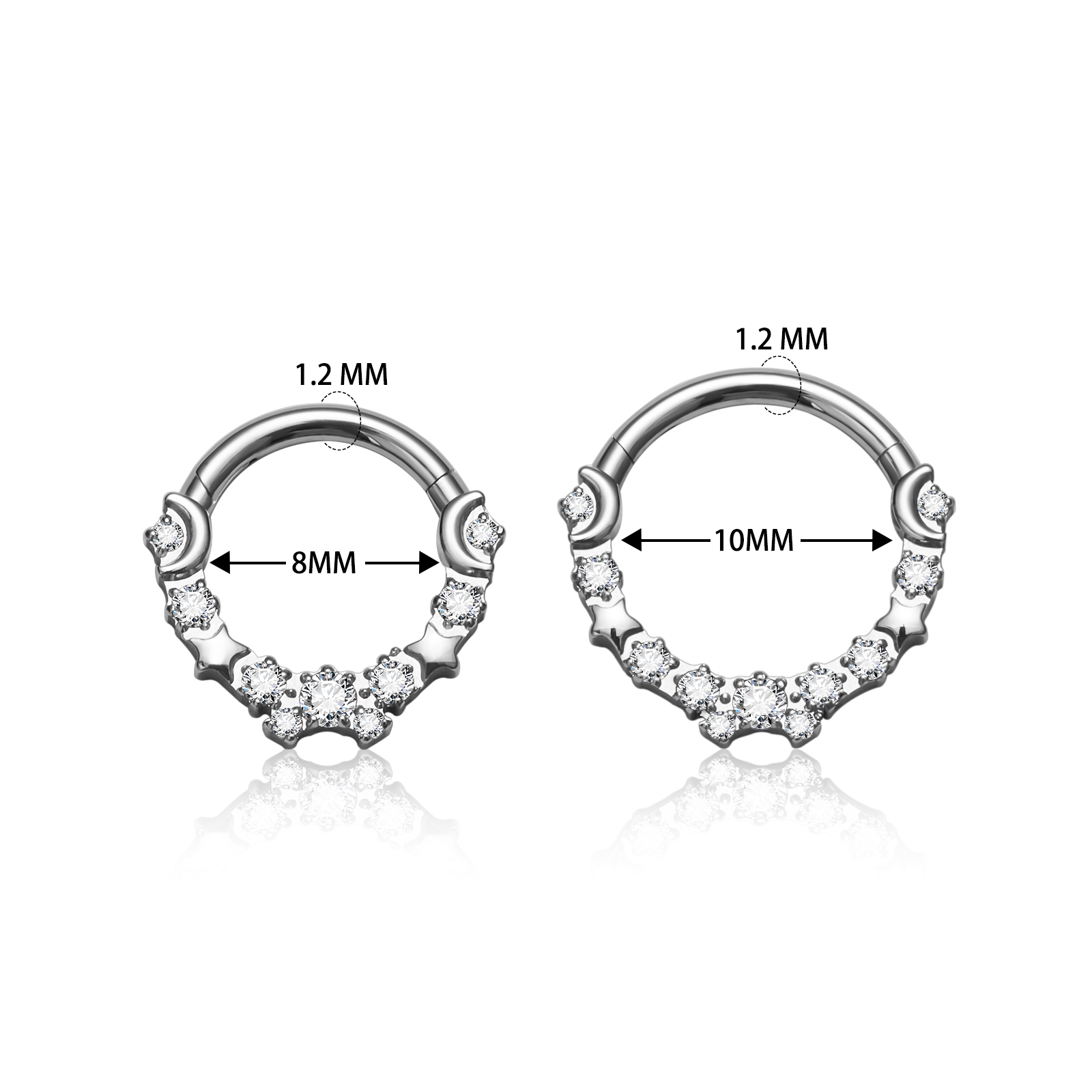 ASTM G23 Titanium Ronde CZ Piercing Septum Hoop Scharnier Neusring Kraakbeen Clicker Daith Tragus Helix Oorbellen Lichaam Sieraden