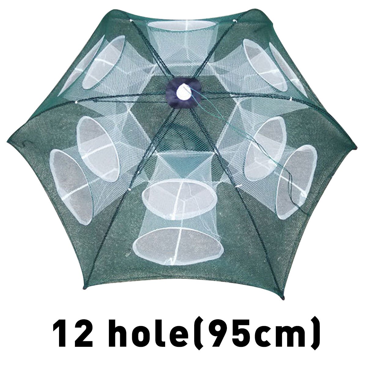 Durable 4-20 Holes Automatic Folding Fishing Net Shrimp Cage Nylon Foldable Crab Fish Trap Cast Net Cast Folding Fishing Network: 6 Sides 12 holes