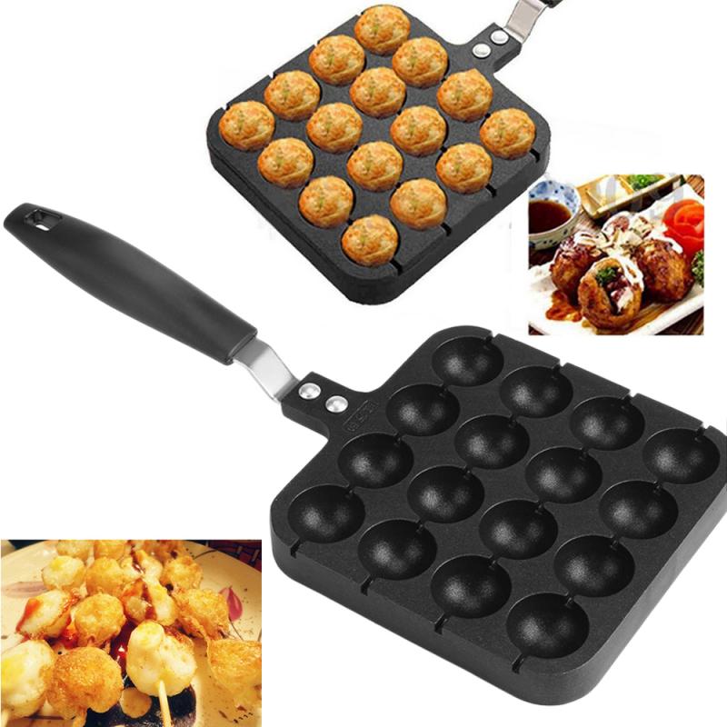 Sartén antiadherente Takoyaki de 16 agujeros, parrilla de cocina, bandeja de aluminio para hornear bolas de pulpo, plato para pastel, parrilla para cocinar albóndigas
