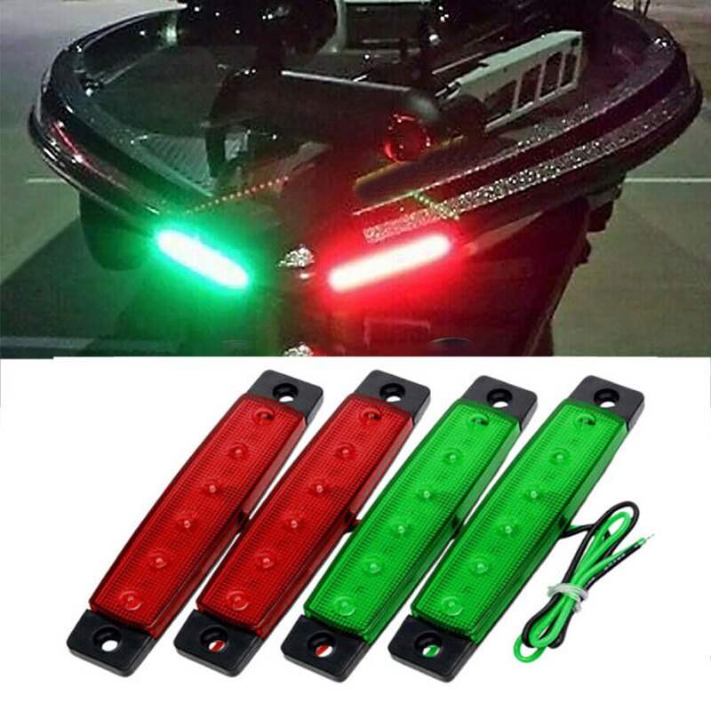4 x Marine Boat Grade 12 volt Large Waterproof LED Courtesy Lights Navigation Decor Light Blue White Red Green: 2 Red and 2 Green