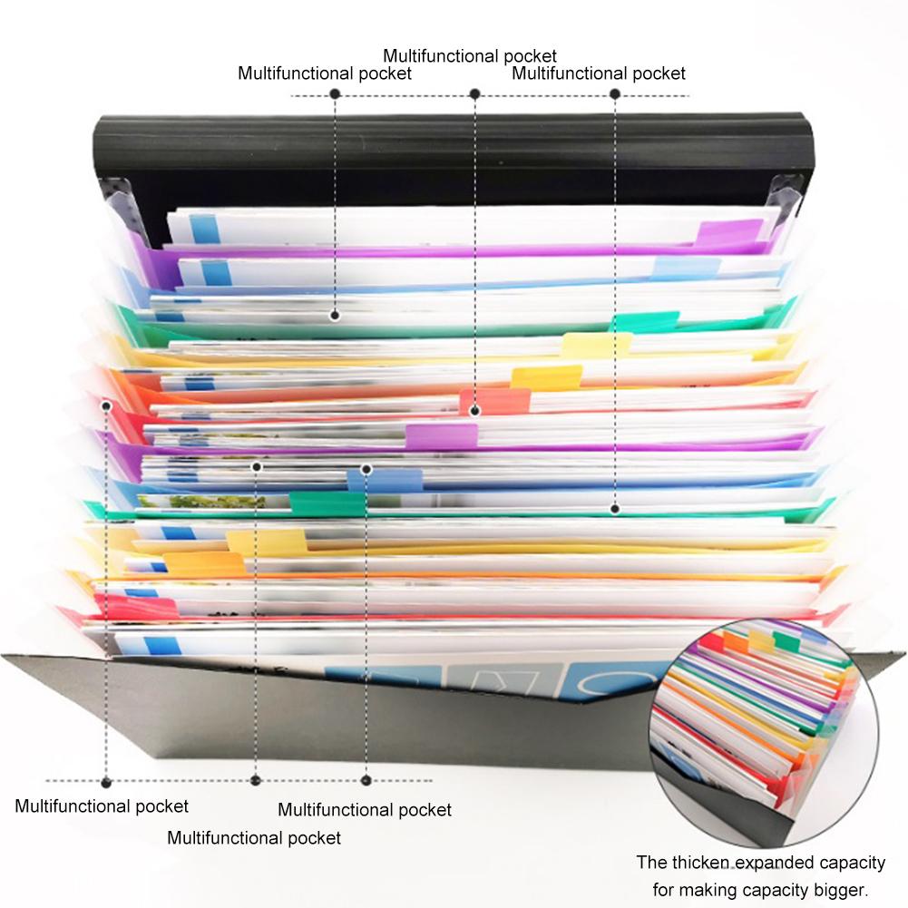 13 Pockets Document Organizer Expanding File Folder A4 Size File Document Organizer Holder Business Office Supplies