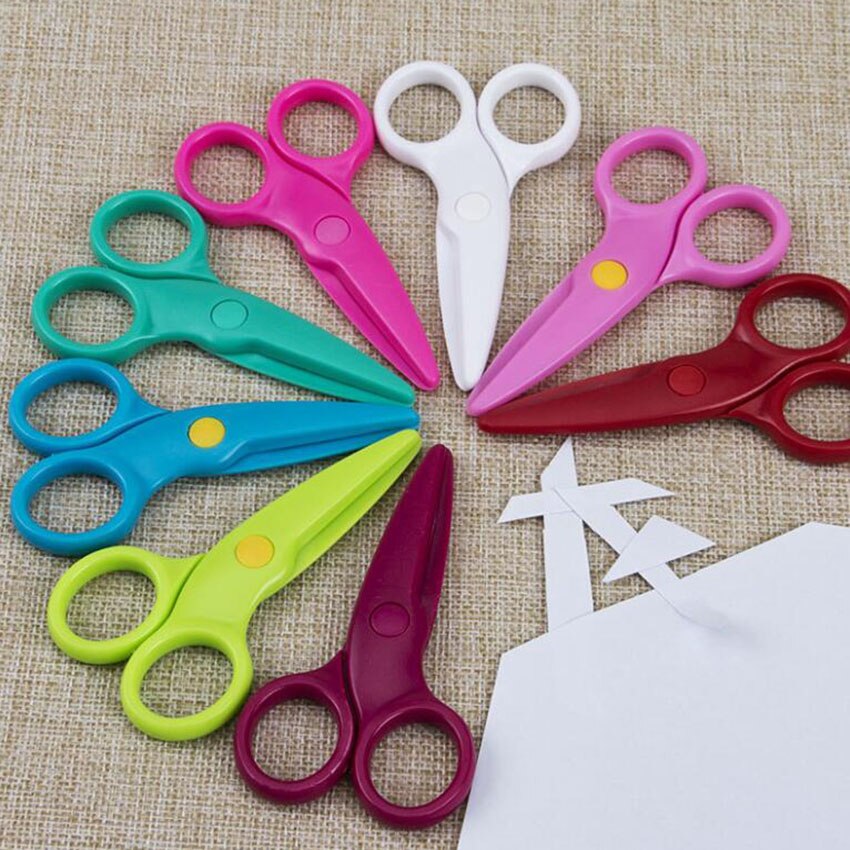 1 adet güvenlik Mini çocuk makas kendi başına yap kağıdı kesme makası