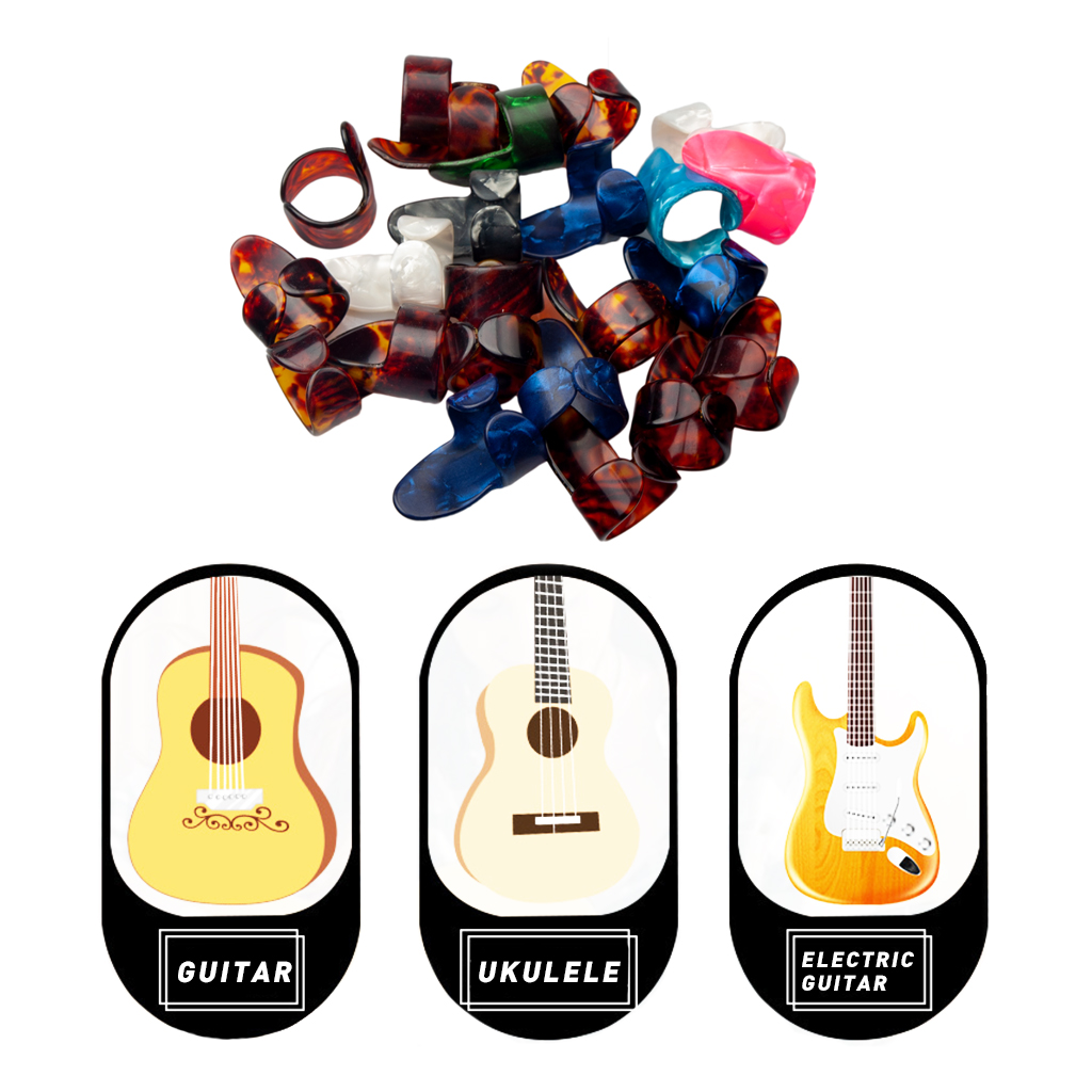 Plúas de guitarra, funda para pulgar, púas para bajo eléctrico acústico, ukelele, púas para guitarra, 4 Uds., 1 pulgada + 3 dedos