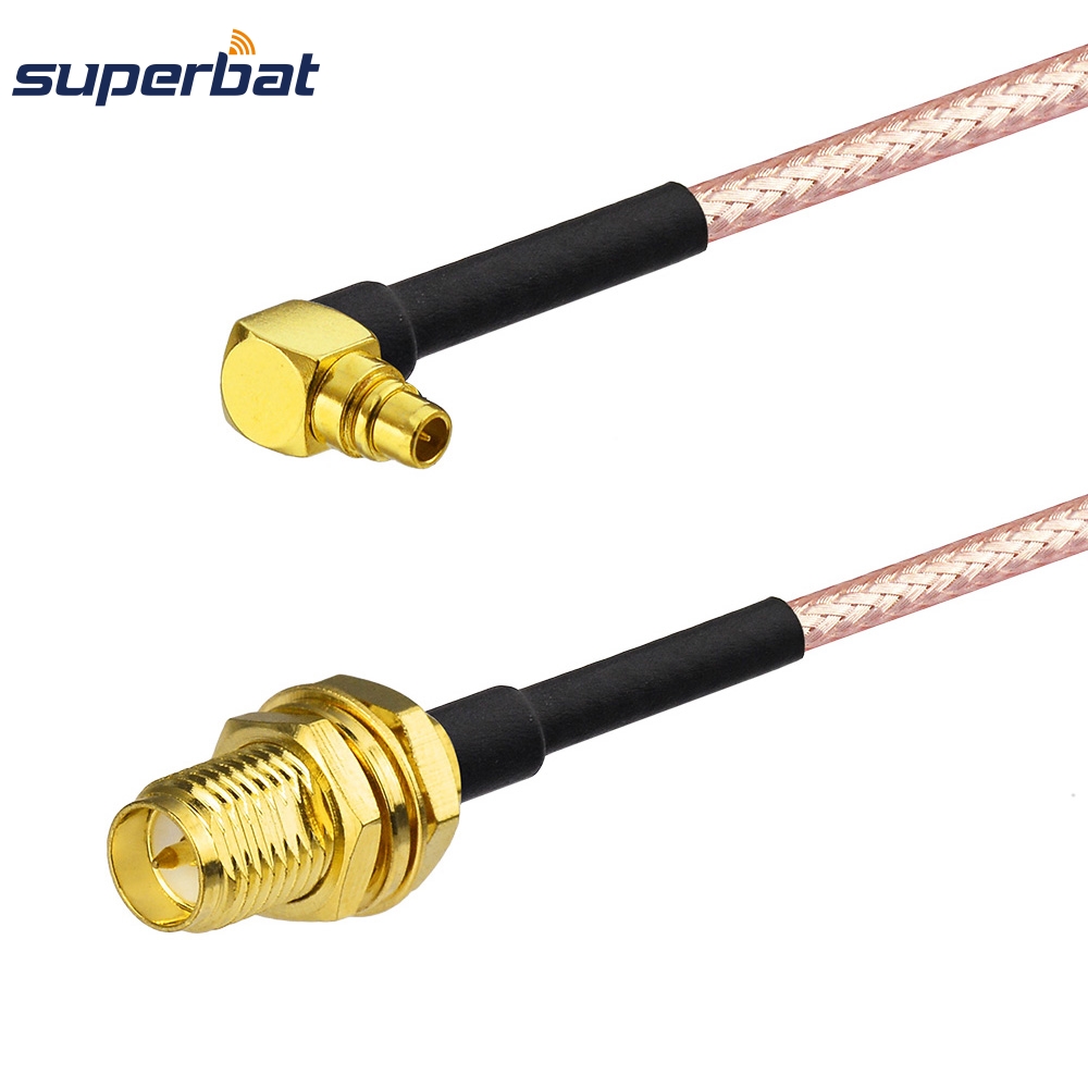 Superbat MMCX macho enchufe RA conector a RP-SMA hembra Jack mamparo RG178 30cm Cable de extensión 6 "para antena WiFi inalámbrica