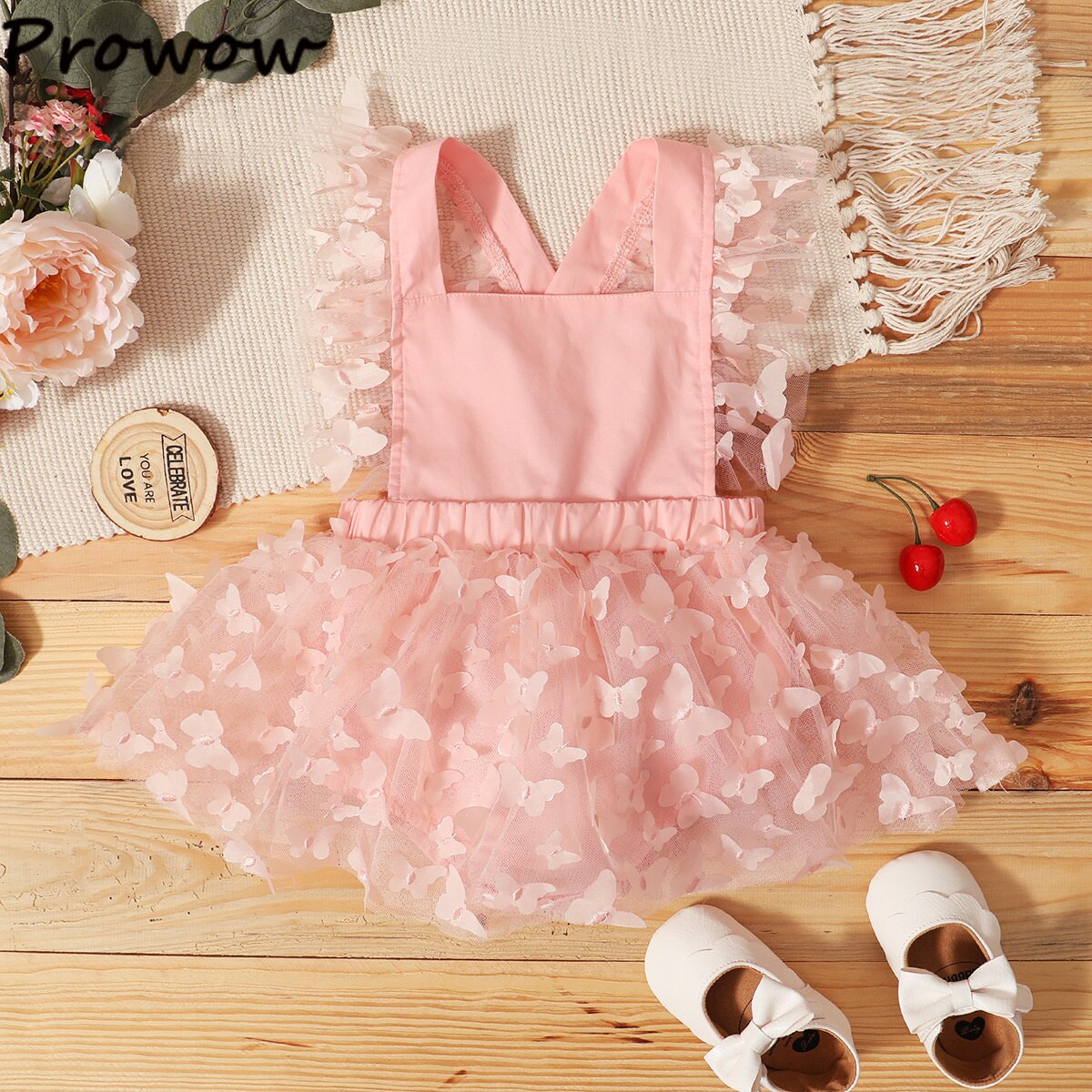 Prowow Prinzessin Baby Mädchen Strampler Kleid Sommer Süße Schmetterling Gittergewebe Karosserie Für Kleinkinder Geburtstag Party Baby Mädchen Kleidung