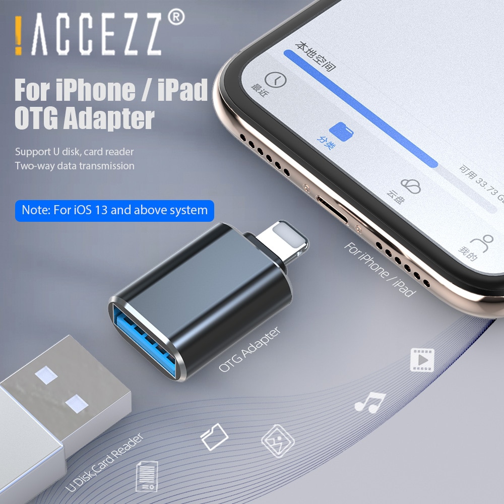 ! Accézz pour iPhone adaptateur vers USB 3.0 OTG accessoires de téléphone portable U disque clavier convertisseur pour iPhone 11 Pro Max 7 8 iOS 12 13