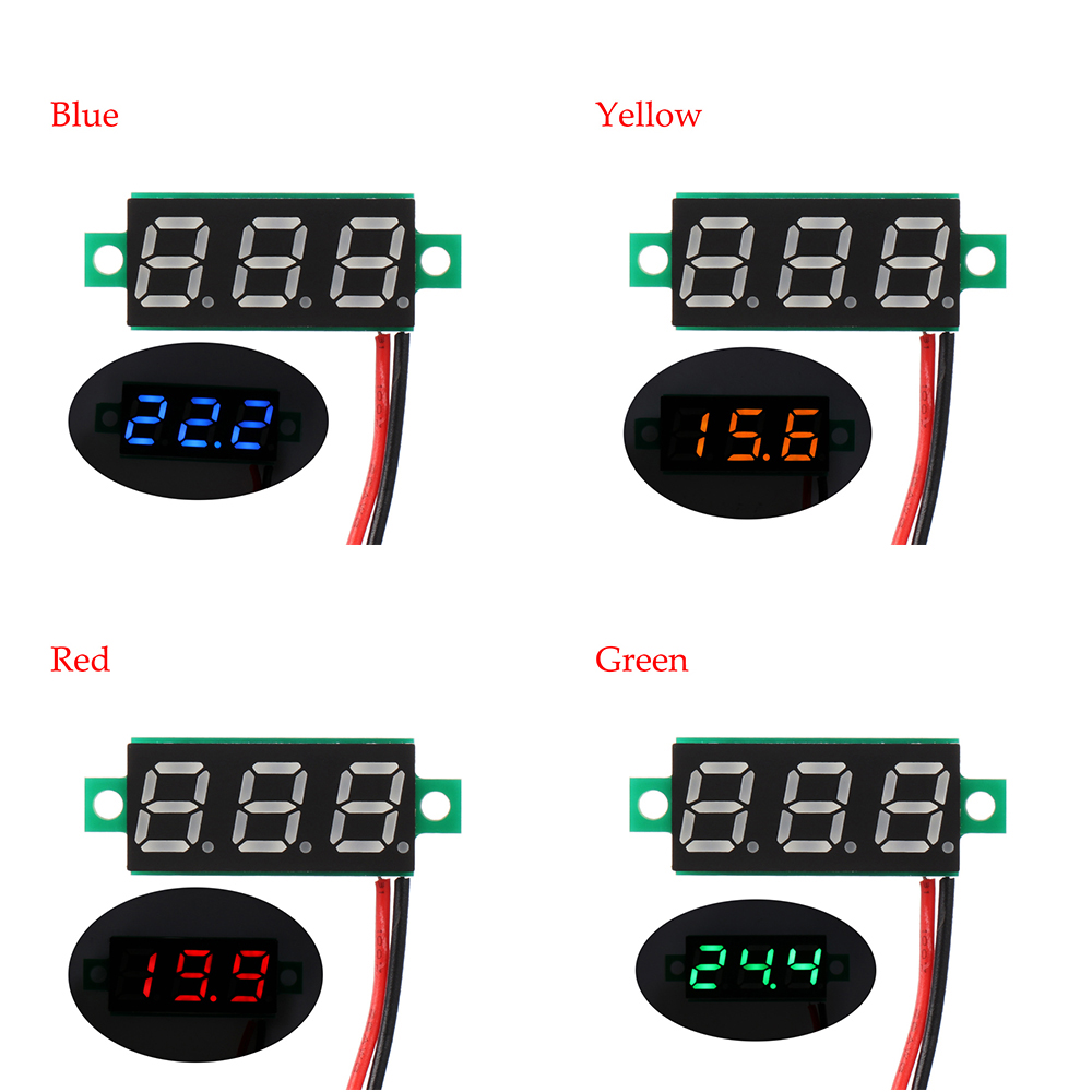 voltímetro Digital Voltimetro DC 2,5-30 V rojo/amarillo/azul/Verde indicador Luz Azul Rojo medidor de voltaje LED voltímetro