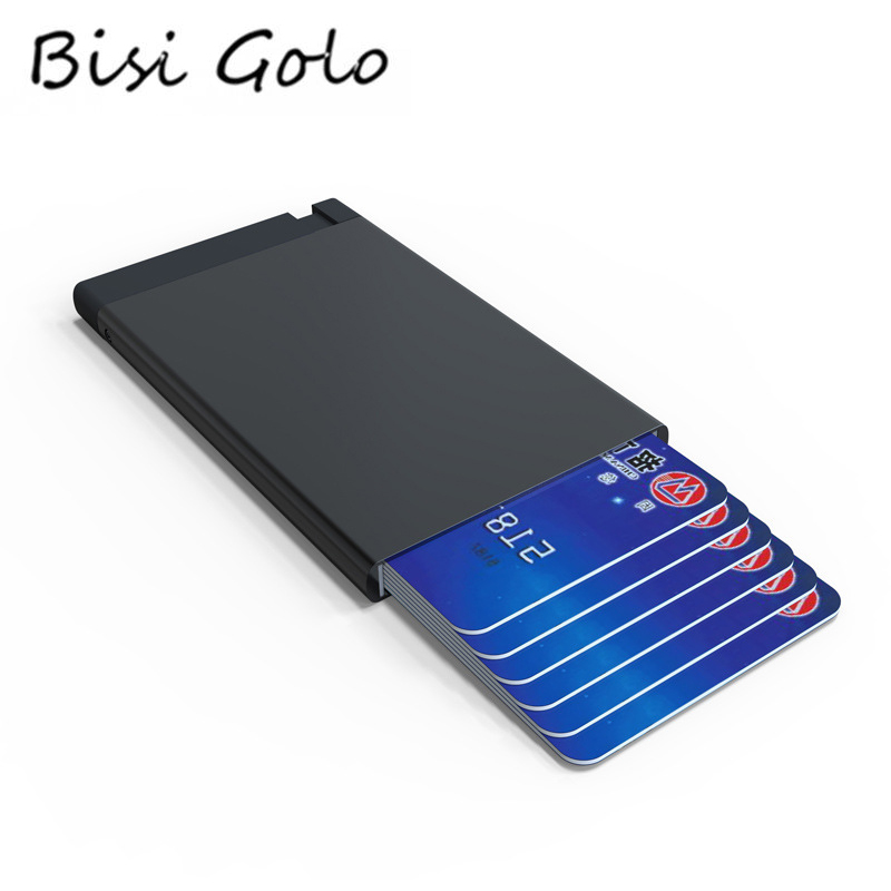 Bisi goro clutch rfid blokerende pung business kreditkortholder metal kort pung pop-up aluminium boks porte carte