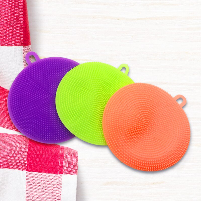 Plato de silicona lavador de esponja de frotar utensilio antibacteriano para limpieza de cocina, limpieza suave, cepillo utensilios de cocina antibacteriano