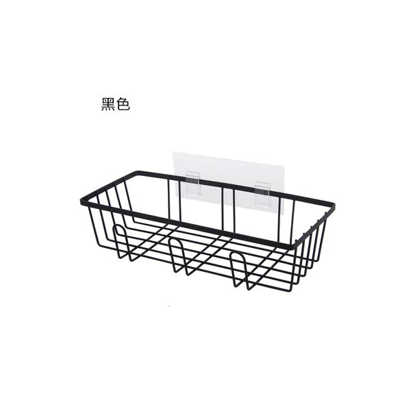 Iron art make-up organizer, shampoo mand, gratis ponsbadbal, aftappende make-up, cosmetische organizer, hangende opbergdoos voor de badkamer.: Zwart