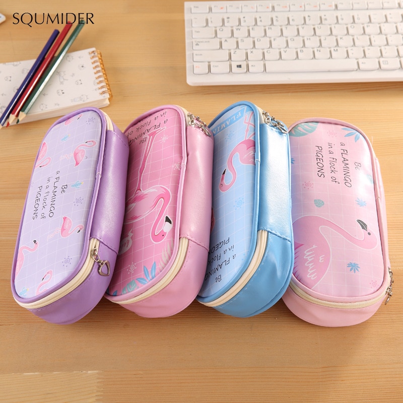Creatieve Etui Pu Leer Pen Tassen Rits Potlood Zakken Pen Houders Grote Opbergtas Schoolbenodigdheden Briefpapier Potlood Doos