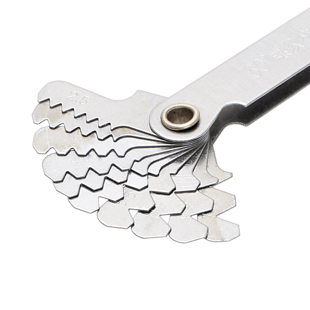 NICEYARD Measuring Tool Metric & Whitworth Pitch 60 and 55 Degree Screw Thread Gage Gauge 20 Blades Metal Folding