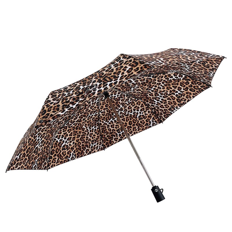 Paracase-paraguas con estampado de leopardo para mujer, sombrilla de mango largo a prueba de viento, plegable y automático, 8K: Automatic Folding