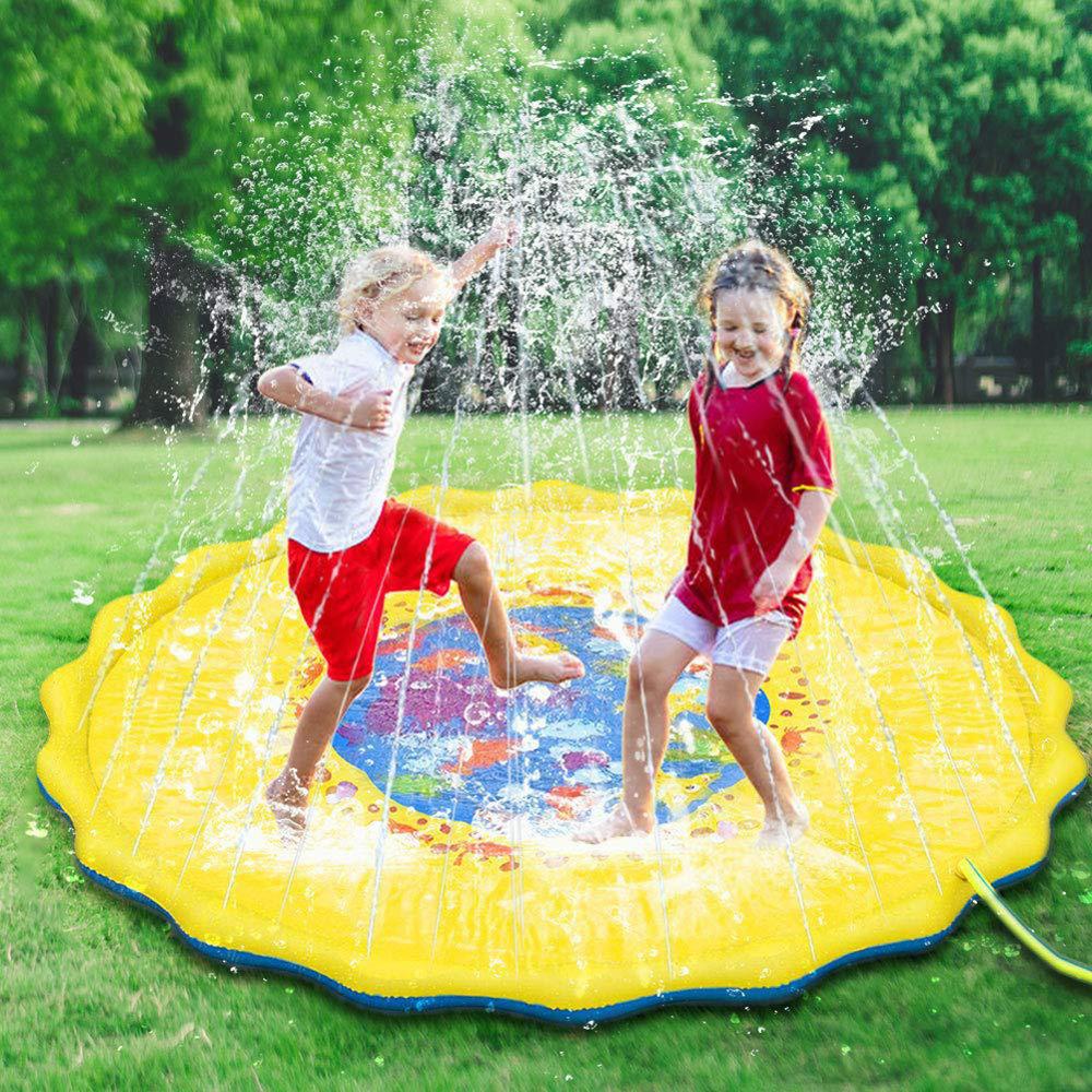 Alfombrilla de juego con rociador de agua para niño y niña, alfombra de juego de 68 pulgadas, juguetes de agua para niños pequeños, estera de juego con fuente al aire libre, al aire libre