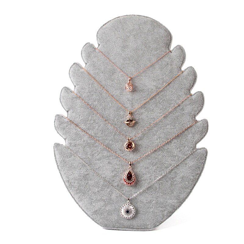 1pc Multi-functional Necklace Jewelry Pendant Chain Display Holder Stand Velvet Easel Organizer Rack Women Jewelery Storage: Gray