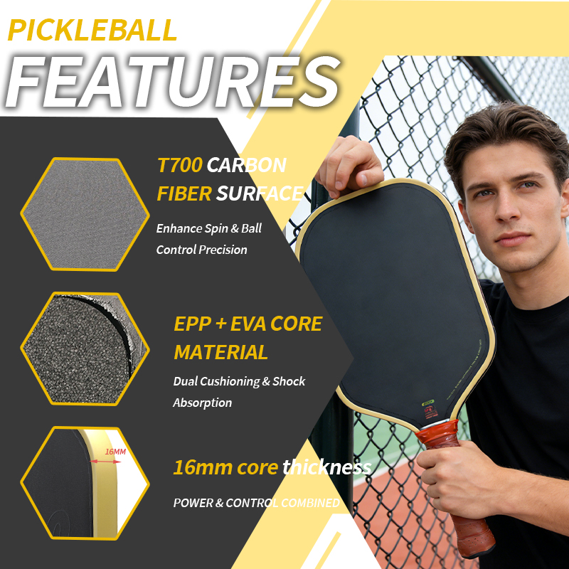 Bread and Butter Loco Pickleball Paddle 16mm Dual-Density Foam Core Hybrid Elongated CFC T700 Raw Carbon Fiber Pickleball Paddle
