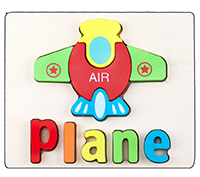 Wooden Animal Puzzle Montessori Letter Puzzle Preschool Learning Educational Game Baby Toddler Toys for Children: Plane