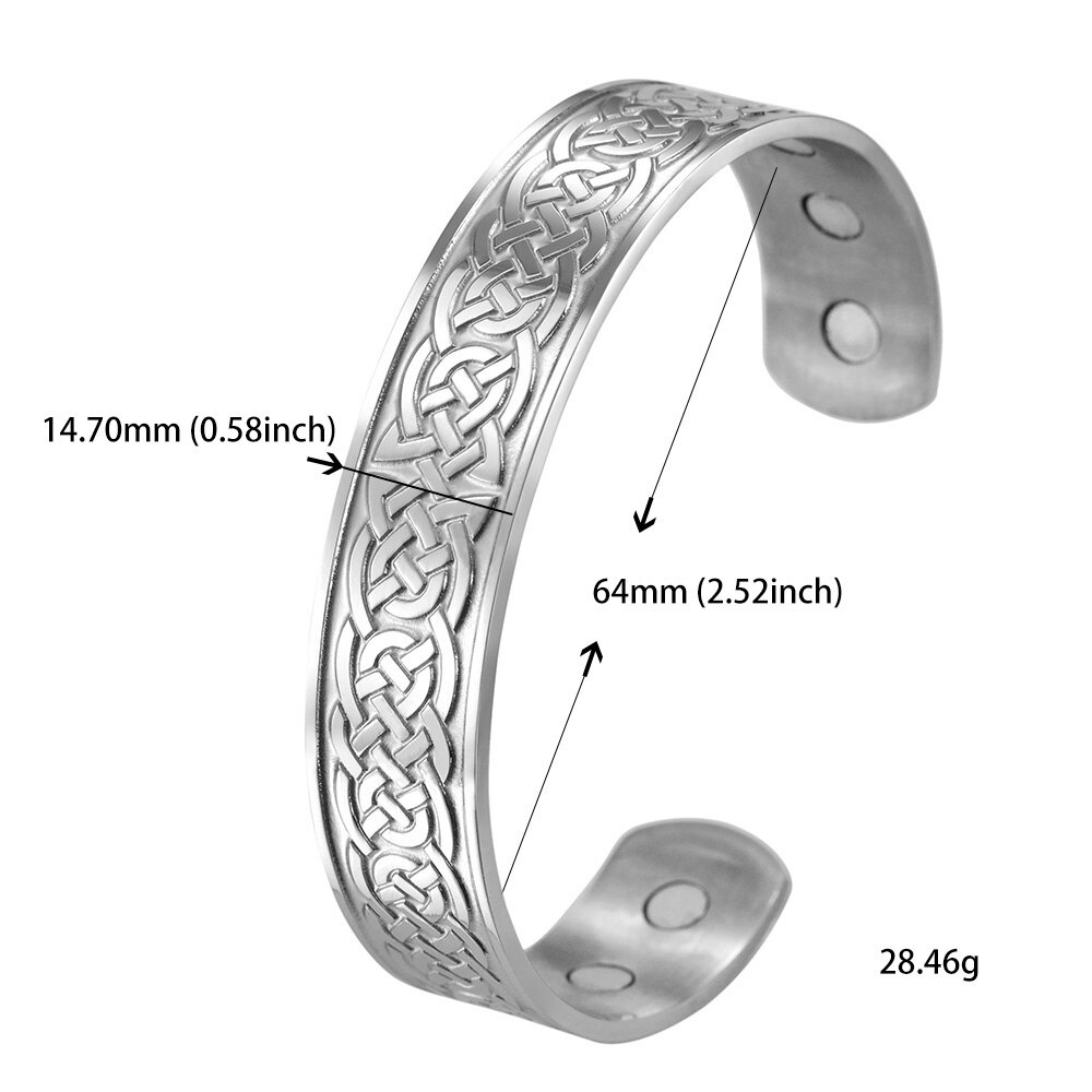Skyrim Vintage Magnetische Armbanden Manchet Bangle Luck Ierse Knot Celtics Knopen Viking Rvs Armbanden Sieraden voor Vrouwen Mannen: Style 3 steel