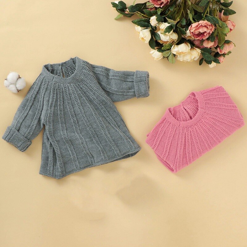 Bébé fille pull automne hiver vêtements enfants chandails décontracté solide motif tricoté vêtements d'extérieur