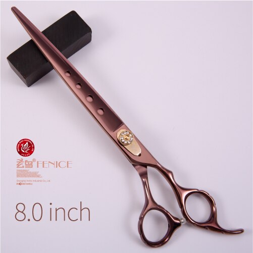 Fenice Professionele High-End 7.0 7.5 8.0 Inch Pet Hond Kat Grooming Knippen Schaar Rechte Hond Schaar Grooming Schaar: 8 inch