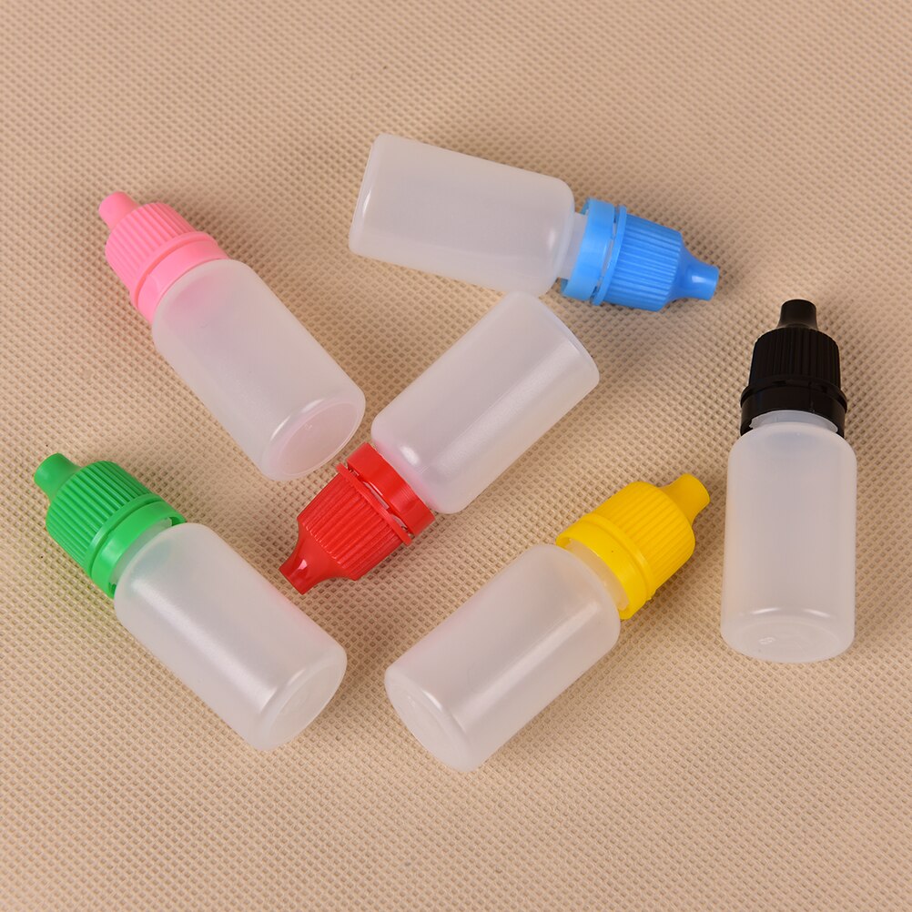 5pcs/lot 10ml Plastic Empty Plastic Squeezable Dropper Bottles Eye Liquid Droppers Childproof Cap Thin Tip Dropper Bottles