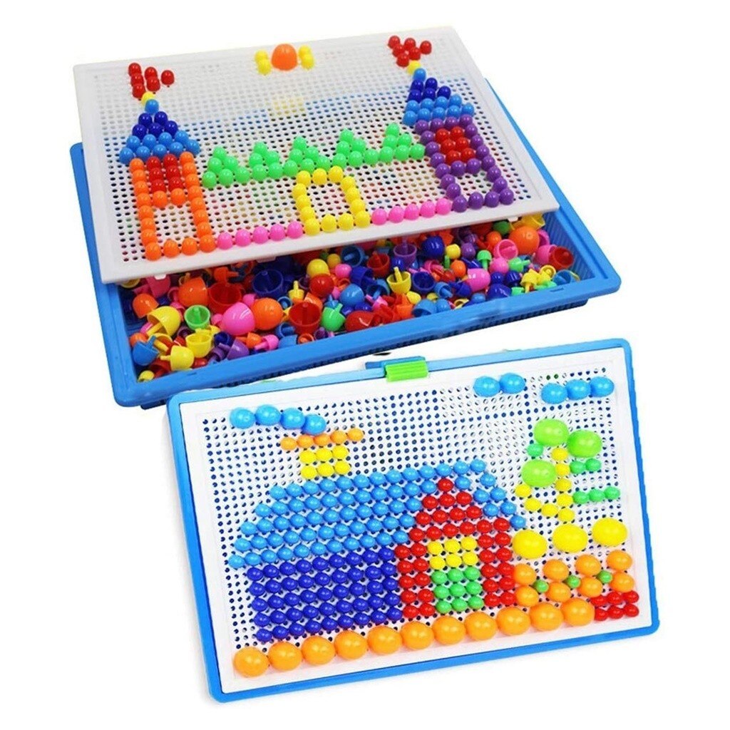 296PCS Colorful Nails Pegboard Puzzle Set Intelligent 3D Game Building