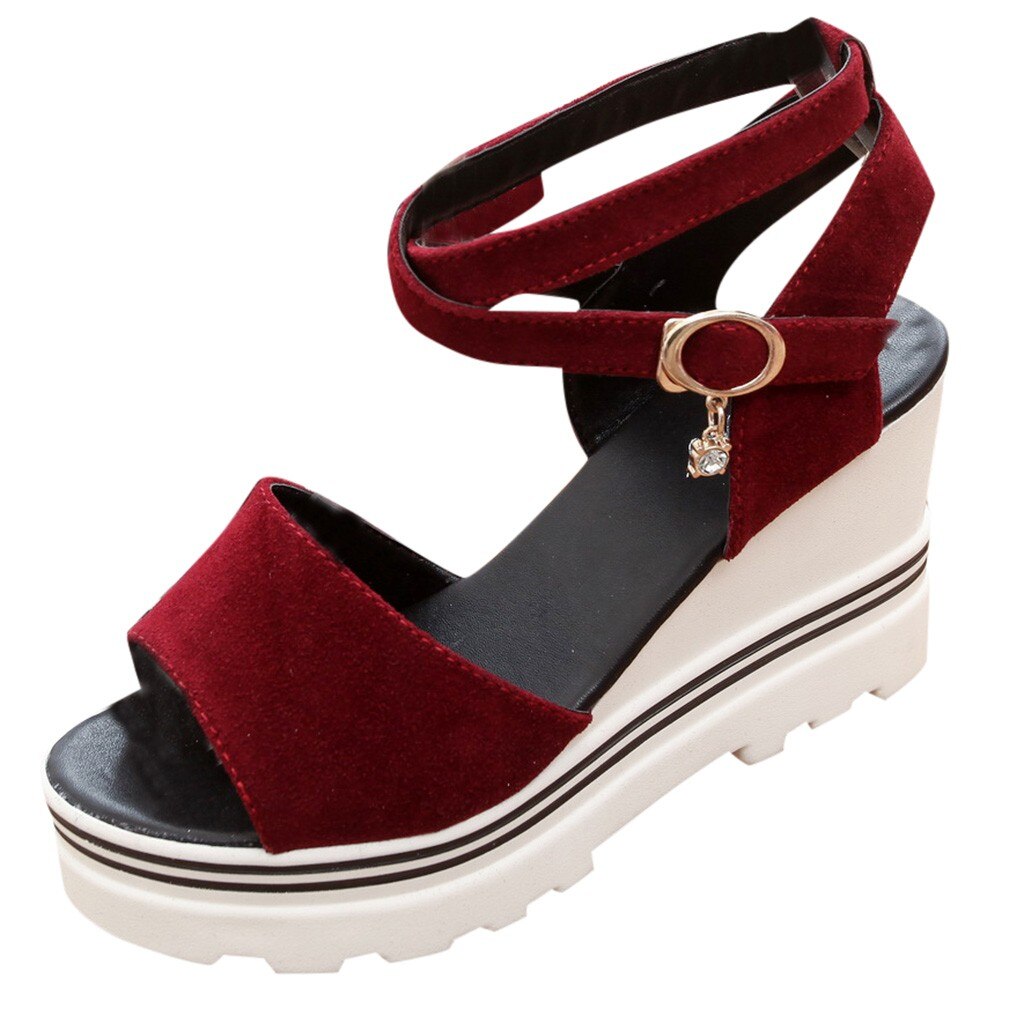 Summer Cross-tied Platform Sandal For Women Summer Buckle Strap Non-slip Sandal Woman Shoes Chaussures Femme: Red / 38