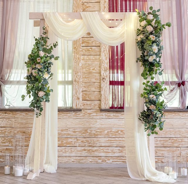 Bruiloft Boog Drapping Stof 27.5Inch X 236Inch Chiffon Stof Gordijn Gordijnen Ceremonie Receptie Swag: 4