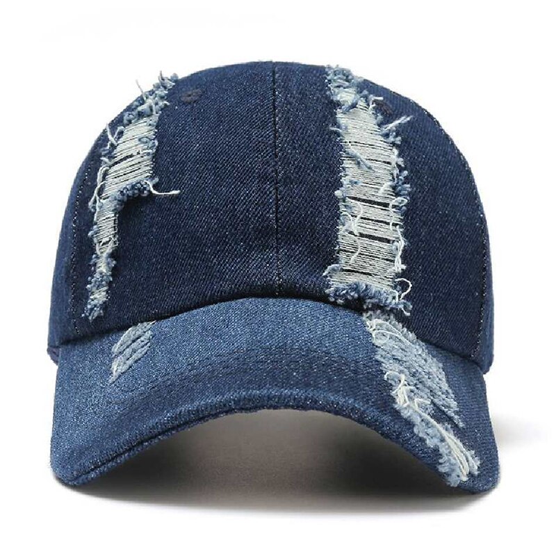 Bonés de beisebol feminino rasgado buraco destruído denim algodão chapéus juventude legal hip hop snapback chapéu de sol outono rua masculina