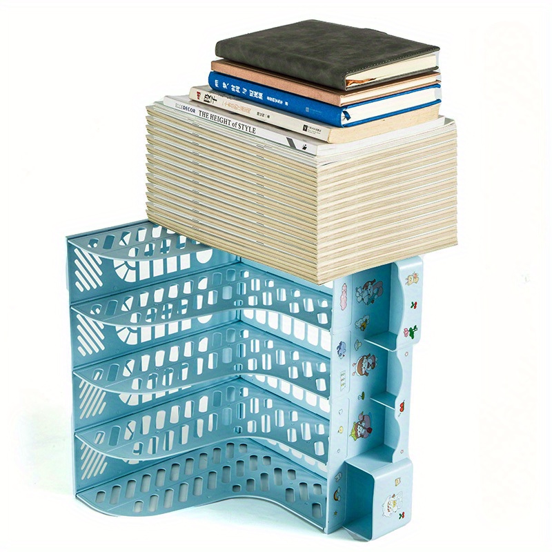4 Packs Plastic Desk Organizer File Folder, Desktop Magazine Holder, Office File Sorter Rack, Vertical File Dividers