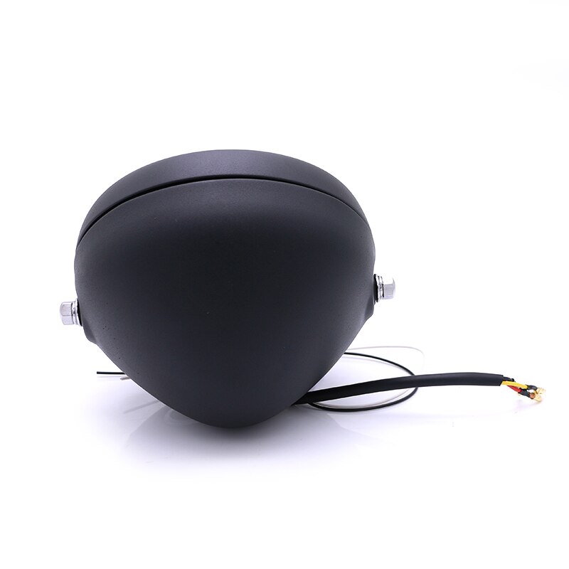 Universele Motorfiets Led Koplamp Dc 12V Scooter Head Lamp Met Beugels Moto Ronde Koplamp Motor Retro Zwart Led Front lichten