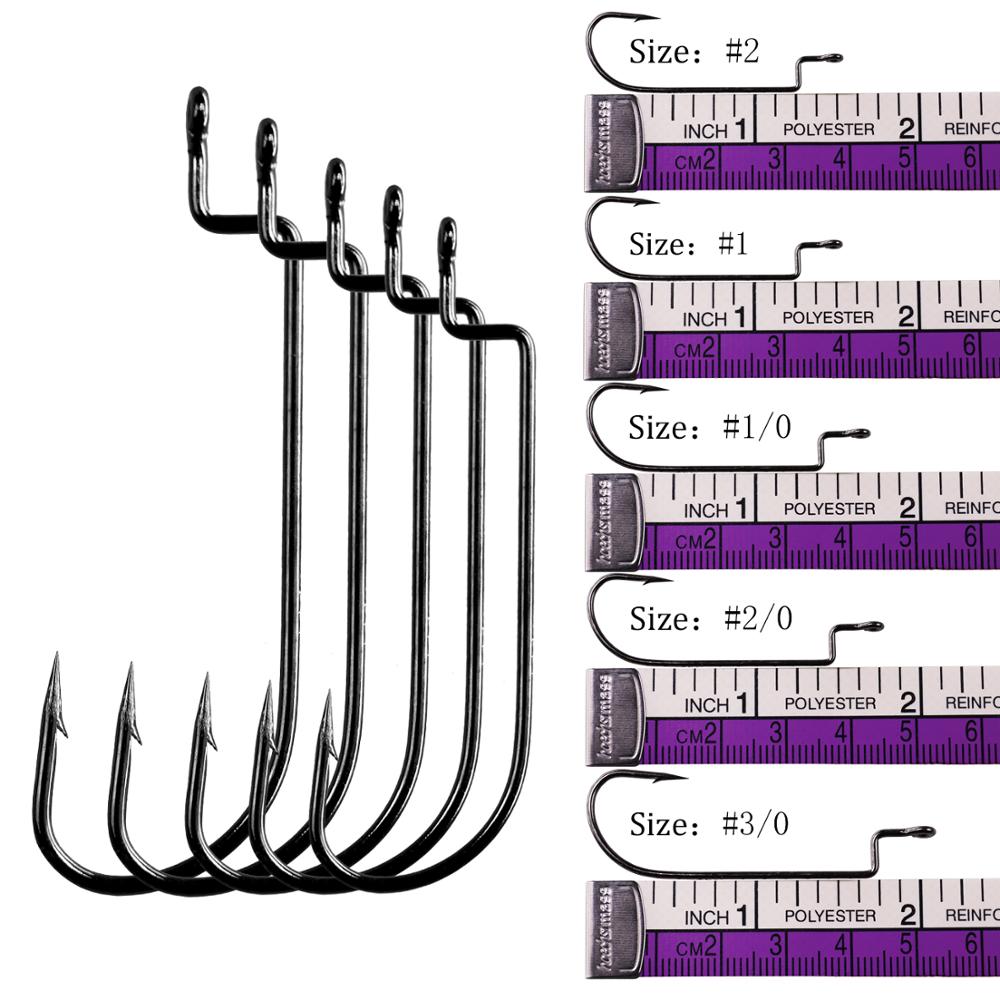 50 stk/kasse forskydningskroge  #3/0 #2/0 #1/0 #1 #2 forskudt skaft ormekrog krank jigkrog til blødt ormfiskeri