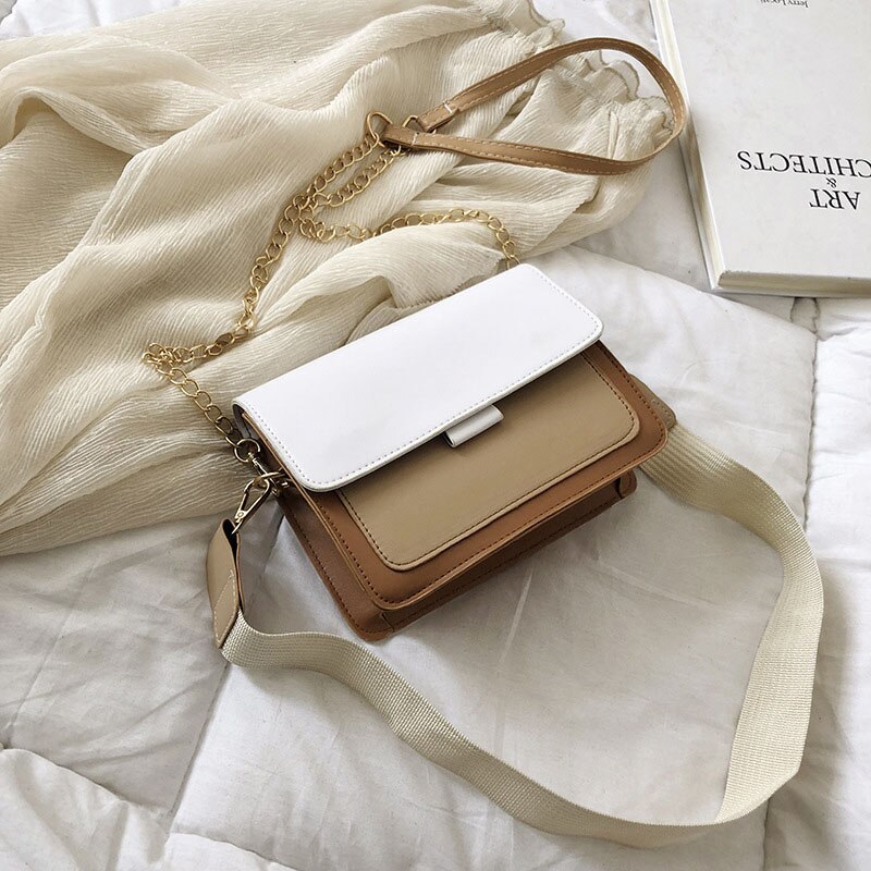 Smooza mini lederen crossbody tassen til kvinner groene keten schouder tas dame reizen portemonnees og håndveske: Hvit