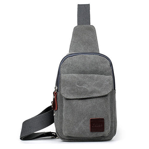 Travel Bag Men Canvas Bag Pack Travel Hiking Cross Body Messenger Shoulder Sling Chest: Gray