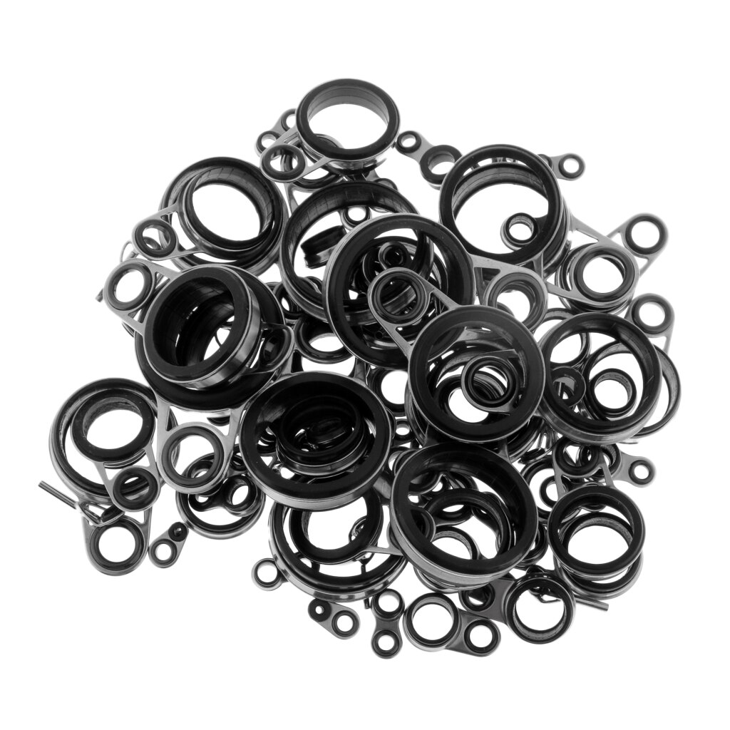 MagiDeal 78pcs Fishing Rod Guides Top Tips Ring Spinning Telescopic Casting Rod Guides Firmly Mount 0.8mm-8.3mm -Mixed Size