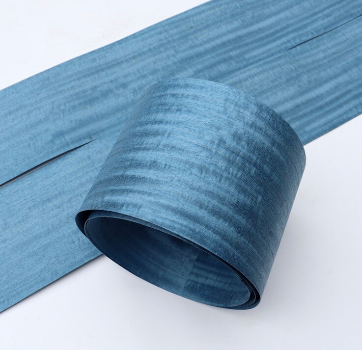 2.5Metes Width:16cm Thickness:0.3mm Pearlescent Blue Iron Spring Bark Wood Veneer Decorative Veneer