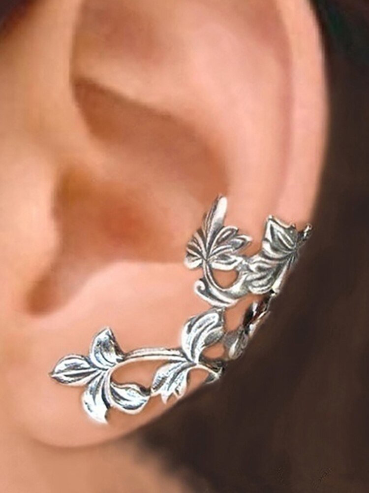 Pendientes con Clip de hojas para mujer, Niña y señora, sin Piercing, joyería, 1 ud.