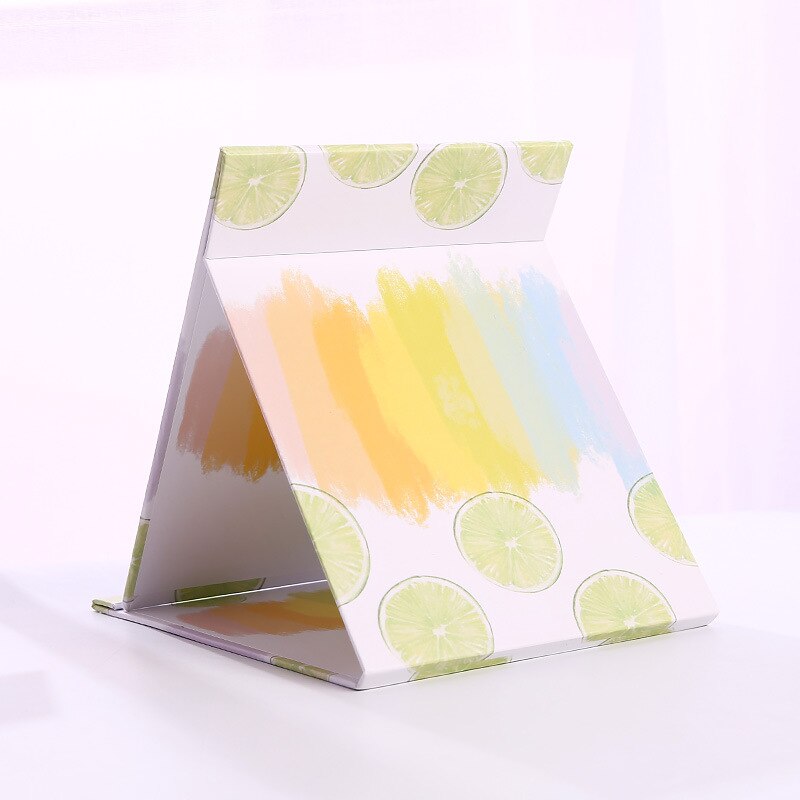 Hopfällbar frukt mönster sminkspegel sovsal sminkbok skrivbord söt stor skrivbord flip student spegel vinkel justerbar: Citron-