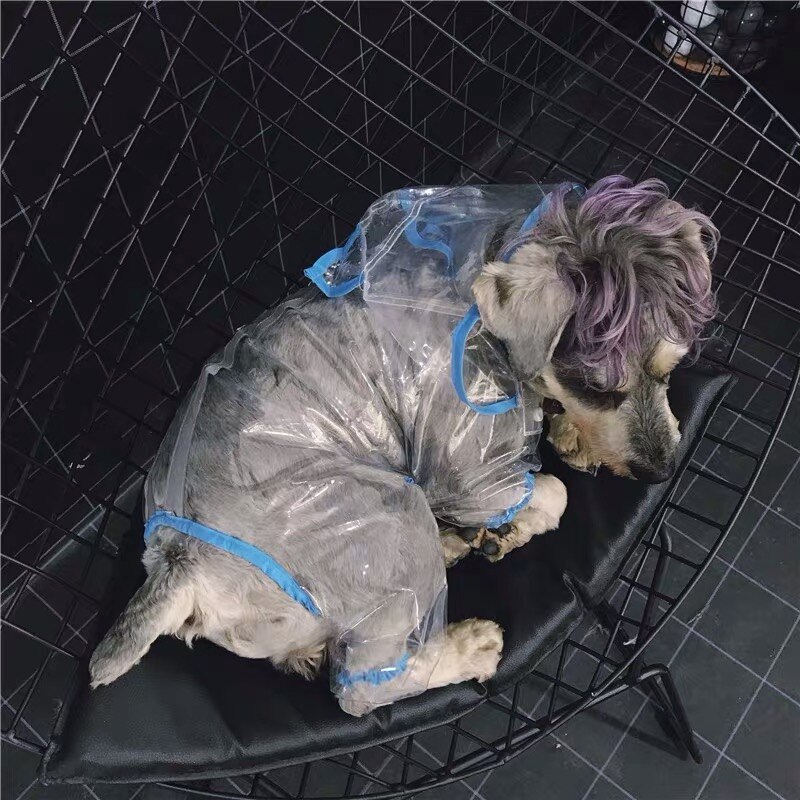 Transparent Raincoat with Hat Waterproof Dog Puppy Rain Coat Pet Raincoats For Small Dogs Pets Clothes Schnauzer Yorkie XPC02