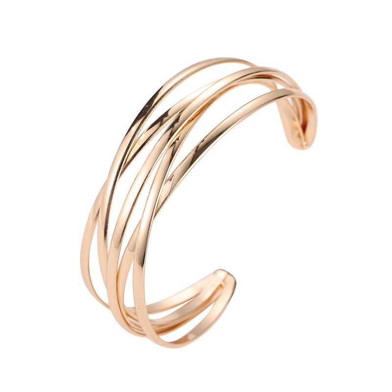 Guld enkel metal linje armbånd til kvinders smykker åbning cross pige armbånd smykker: Guld