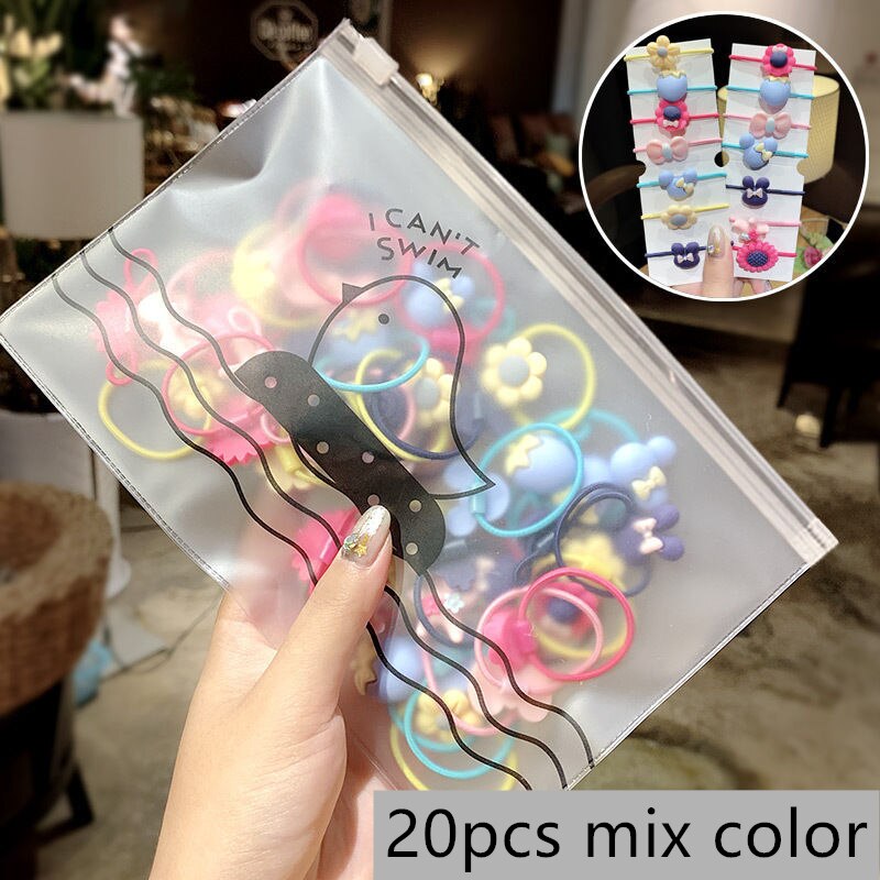 Enfants cheveux accessoires coiffure 20-300 pcs/Pack filles coloré Nylon petites bandes de cheveux élastiques enfants doux cheveux enfants chapeaux: 10  20pcs