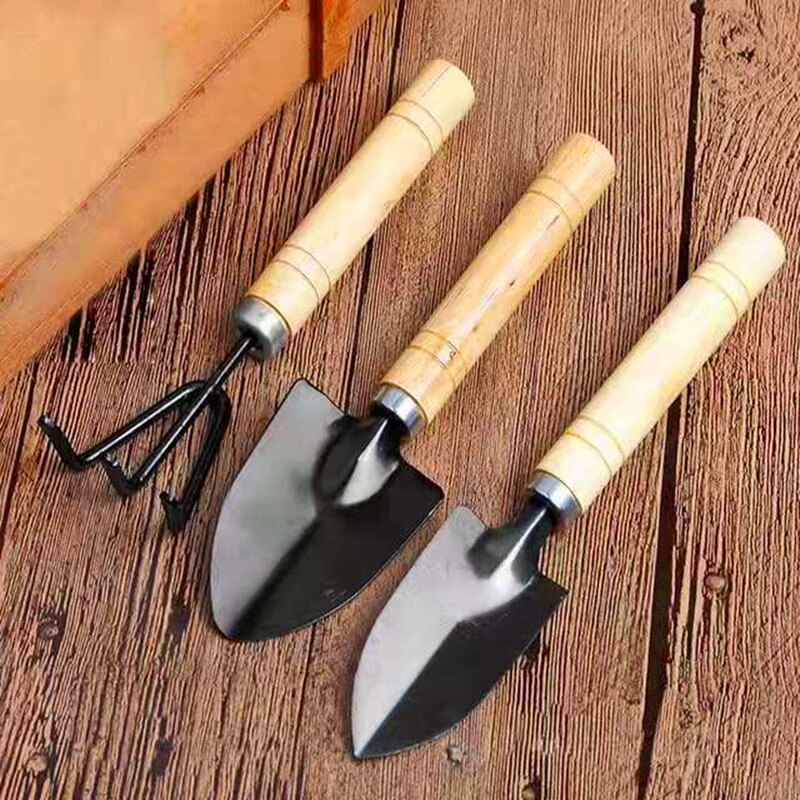 3 Set Transplanter Garden Shovel Stainless Tools Small Hiking Cultivating Orchard Plants Bonsai Flower Mini Wooden Spade