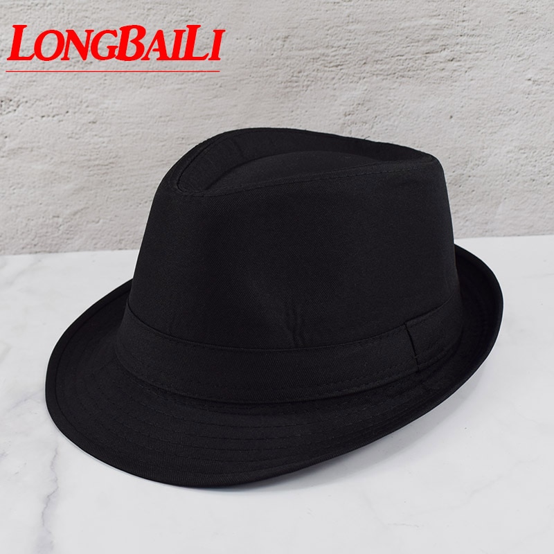 Black Fedora Hats For Men Chapeu Masculino Panama White Trilby Jazz Caps Gangster Hats MEDB003