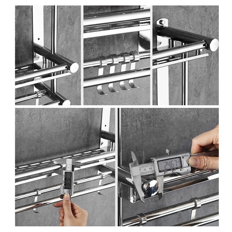 2 Layer Badkamer Plank Handdoekenrek Rek Roestvrij Staal Badkamer Rek Shampoo Rack Wc Washroom Accessoires