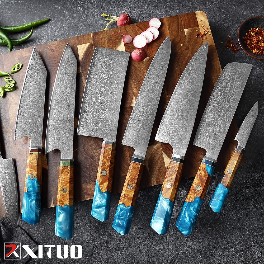XITUO Kitchen Chef Knife Damascus Knife Set Japanese Knife Damascus Steel VG10 Santoku Paring Knives Cooking Tool