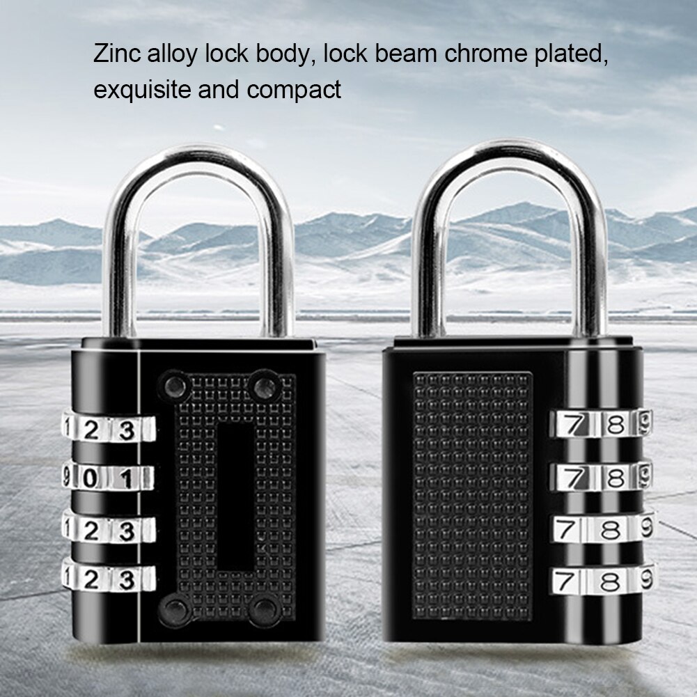 Heavy Duty 4 Dial Digit Combination Lock Weatherproof Security Padlock Outdoor Gym Safely Code Lock Black