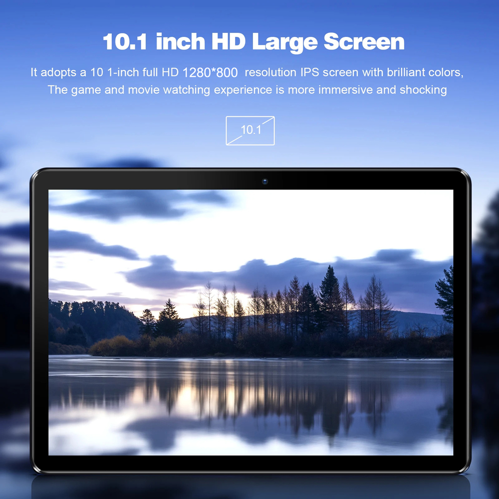 10.1 -tums android 11 surfplatta med 4gb+64gb x 1080p, 5000 x 1080p, 1280 x 800 ips fhd-pekskärm, 2mp+5mp kameror och bluetooth.