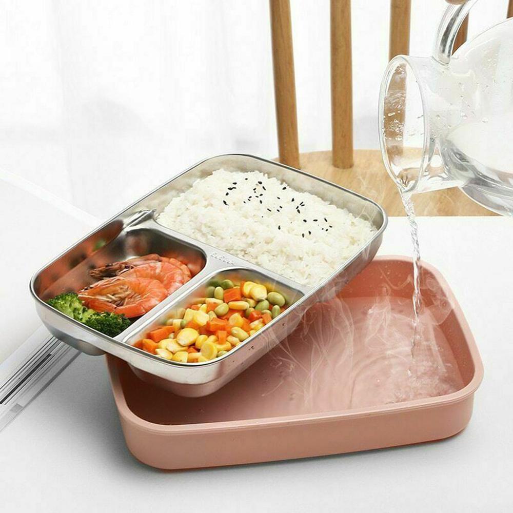 A Set 304 Stainless Steel Thermal Insulated Lunch Box Bento Food Container For Kids Women