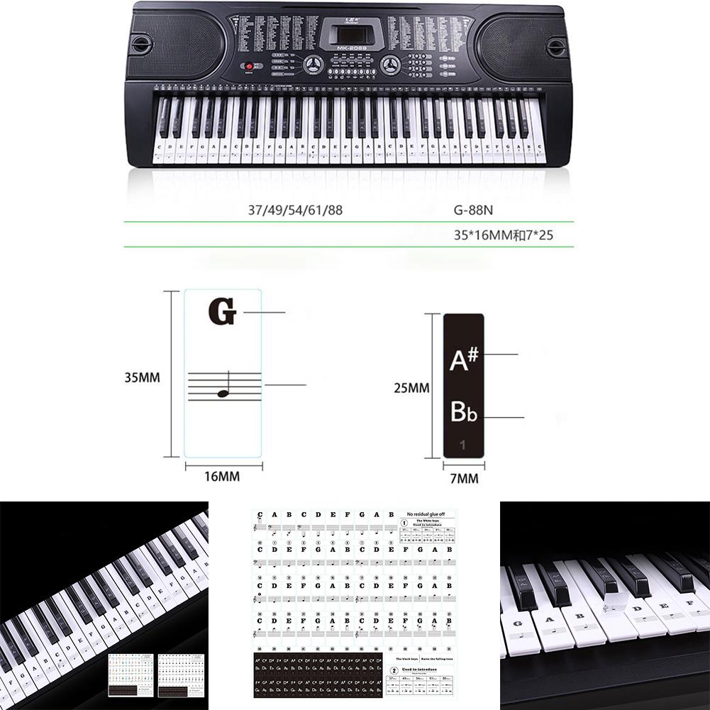 Transparent Piano Keyboard Sticker 88 Keys Electronic Keyboard Piano Stickers for Piano Beginner Training