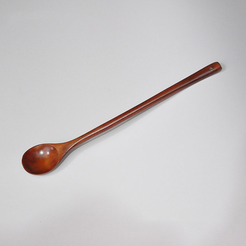 33*5cm Long Handle Wooden Spoon Natural Wood Coffee Tea Spoons Lengthening Stirring Spoon: Brown